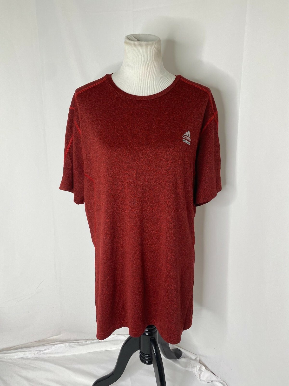 Adidas Mens XL Shirt Red and Black Speckled Climalite Tech-Fit Athletic gallery