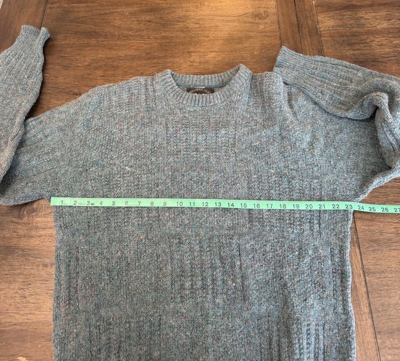 Northern Isles Sweater Men’s L Green Ramie Waffle Knit Fisherman Chunky Wool gallery
