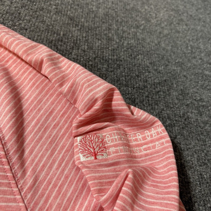 Peter Millar 1/4 Zip Pullover Mens Large Pink Striped Drirelease Natural Touch gallery