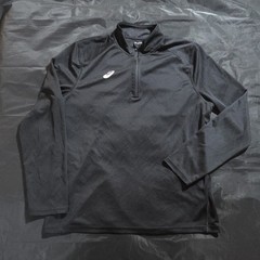 ASICS Men’s 1/4 Zip Mock Neck Long Sleeve Pullover Black Polyester Size M
