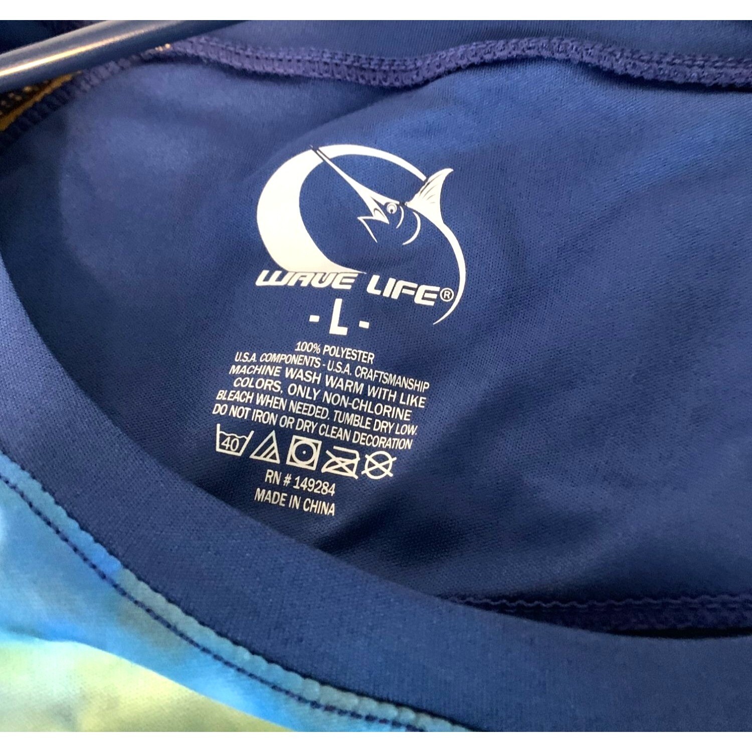 Wave Life Mens Size Large Knit Top Shirt Pullover Lightweight Blue Fin Tuna gallery