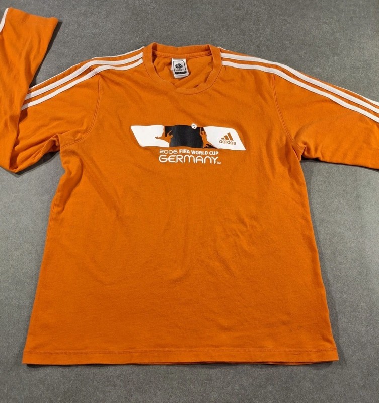 Adidas Long Sleeve T Shirt Mens Large Orange Germany 2006 World Cup Vintage gallery