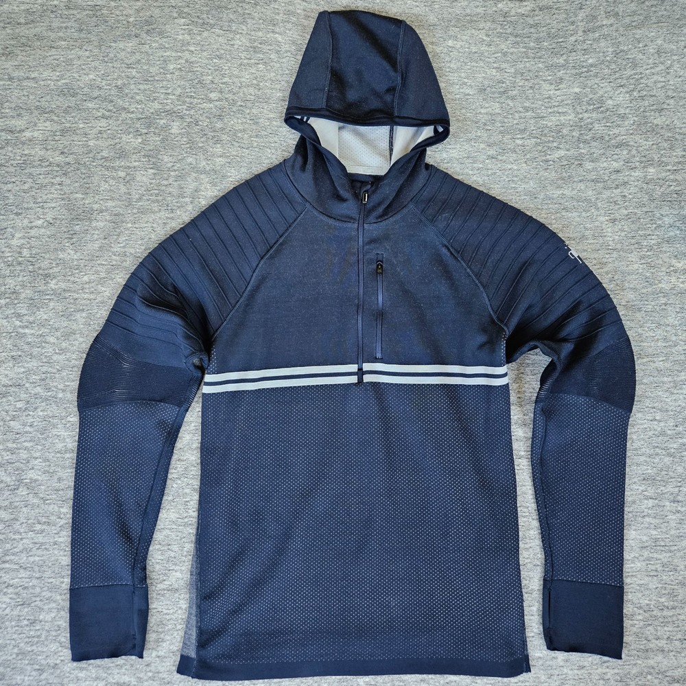 Smartwool Intraknit Merino Tech 1/4 Zip Men's Large Hoodie Performance Navy Blue