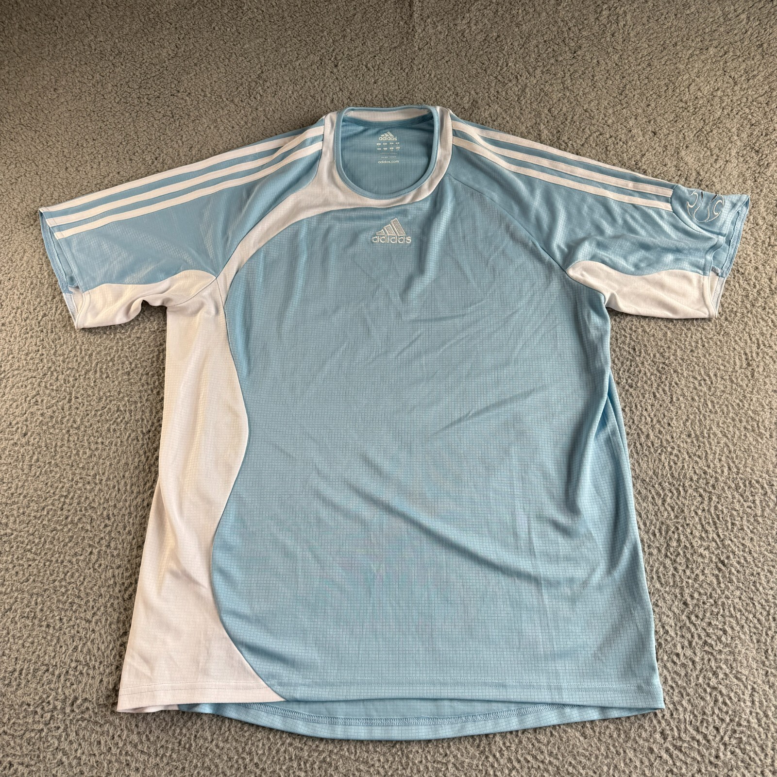 NEW Adidas Athletic Top Mens Large Blue White Climalite Athleisure Sports Train gallery