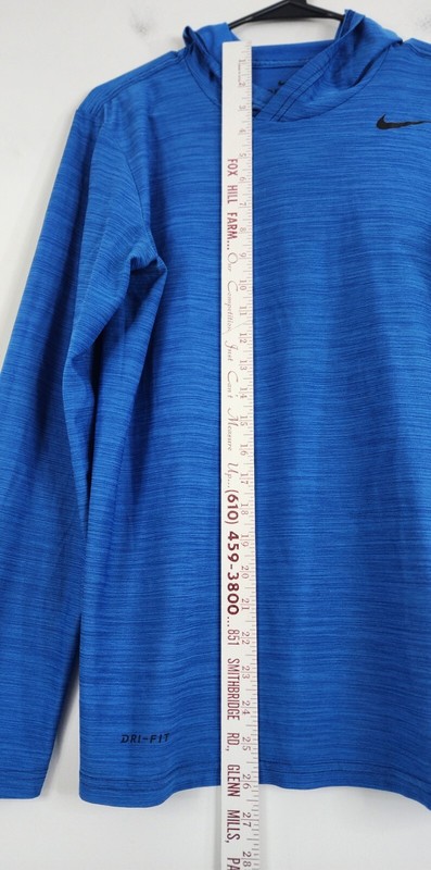 Nike Mens Long Sleeve Hooded Thin Running Shirt Size S Blue gallery