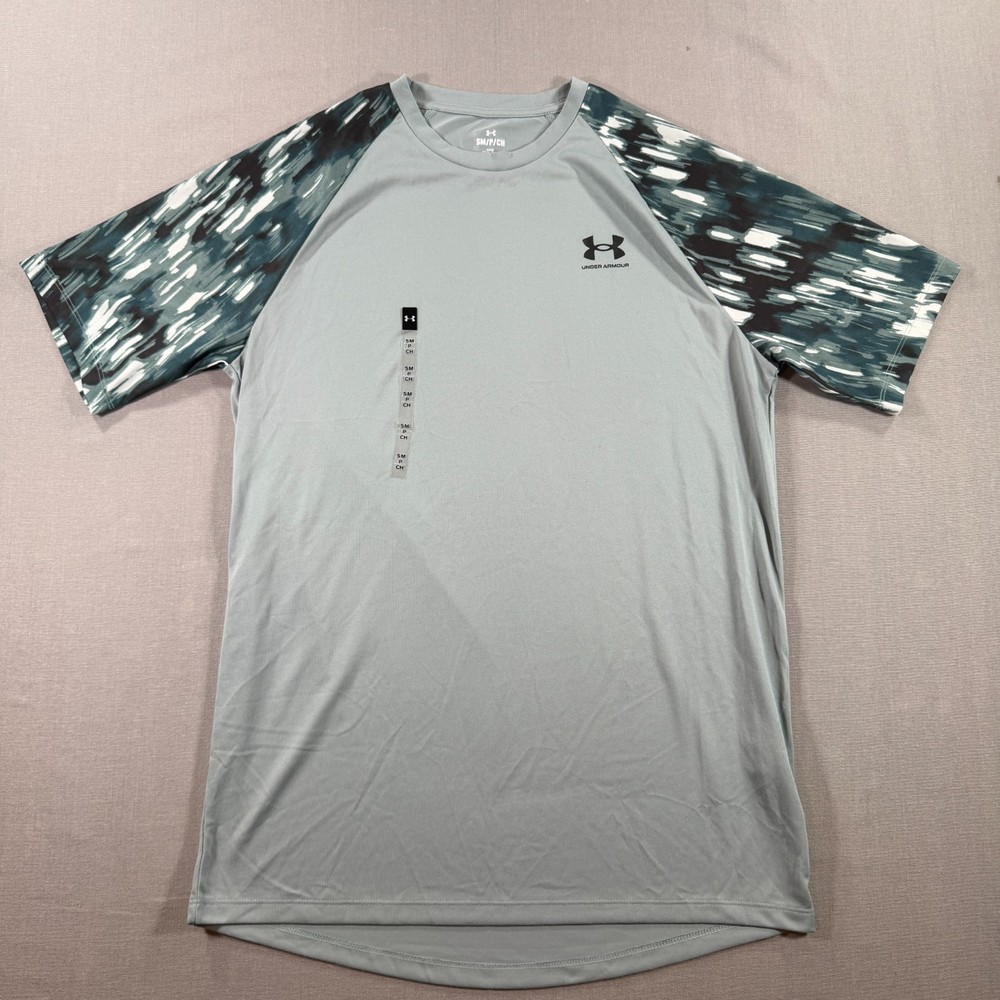 NWT Under Armour Tech 2.0 Printed T Shirt Mens Small Gray Short Sleeve READ