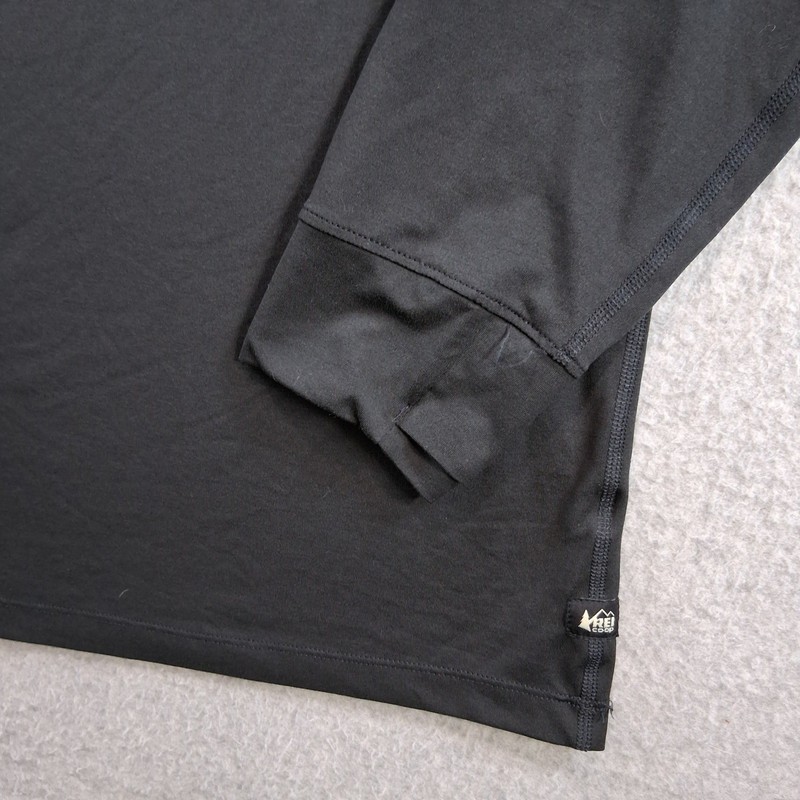 REI Co-op Quarter Zip Pullover Men Large Black Athletic Hiking Thumbhole Running gallery