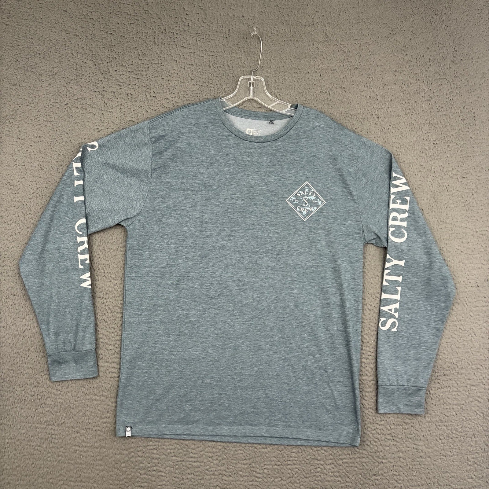 Salty Crew Premium Technical Tee Mens Large Blue UV Protection Long Sleeve Beach gallery