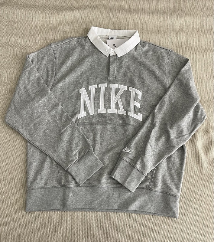 New Nike Club Fleece Long Sleeve Rugby Polo Shirt Men’s Sz Medium FN3112-063 gallery