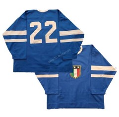 Throwback Team Italia Italy #22 Hockey Jersey Blue Embroidered Custom Your Names