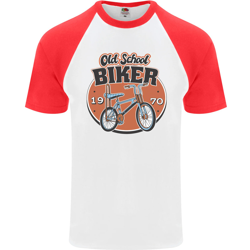 Old School Biker Bicycle Chopper Cycling Mens S/S Baseball T-Shirt gallery