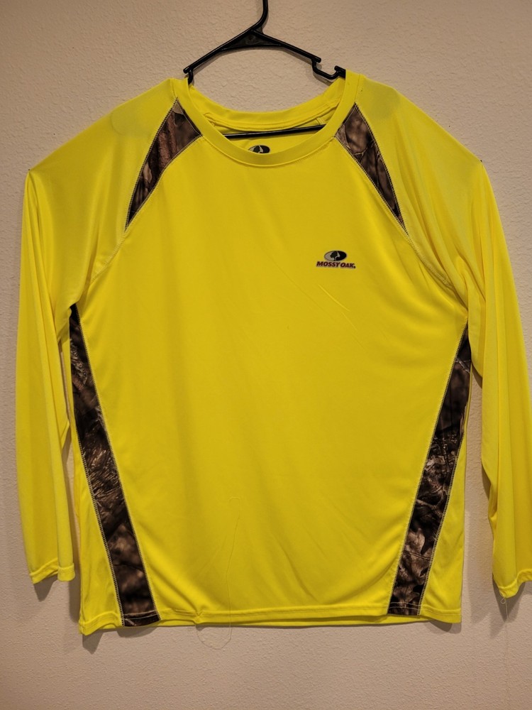 Mossy Oak Men's 2XL Performance Workout Long Sleeve Shirt. Neon Yellow