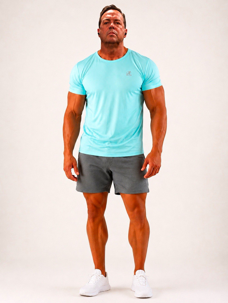 Active Health Labs Titan Elite Men's Blue Polyester Tee Moisture Wicking Crew