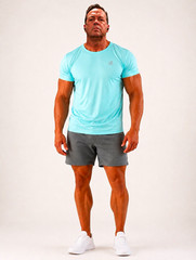Active Health Labs Titan Elite Men’s Blue Polyester Tee Moisture Wicking crew