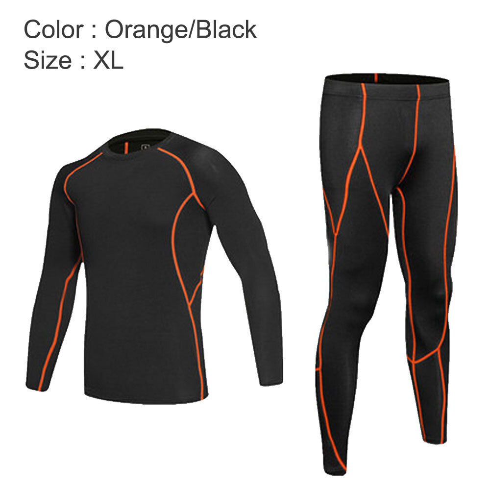 Men's Compression Armour Base Layer Top & Leggings Skin Fit Shirt Pants Set