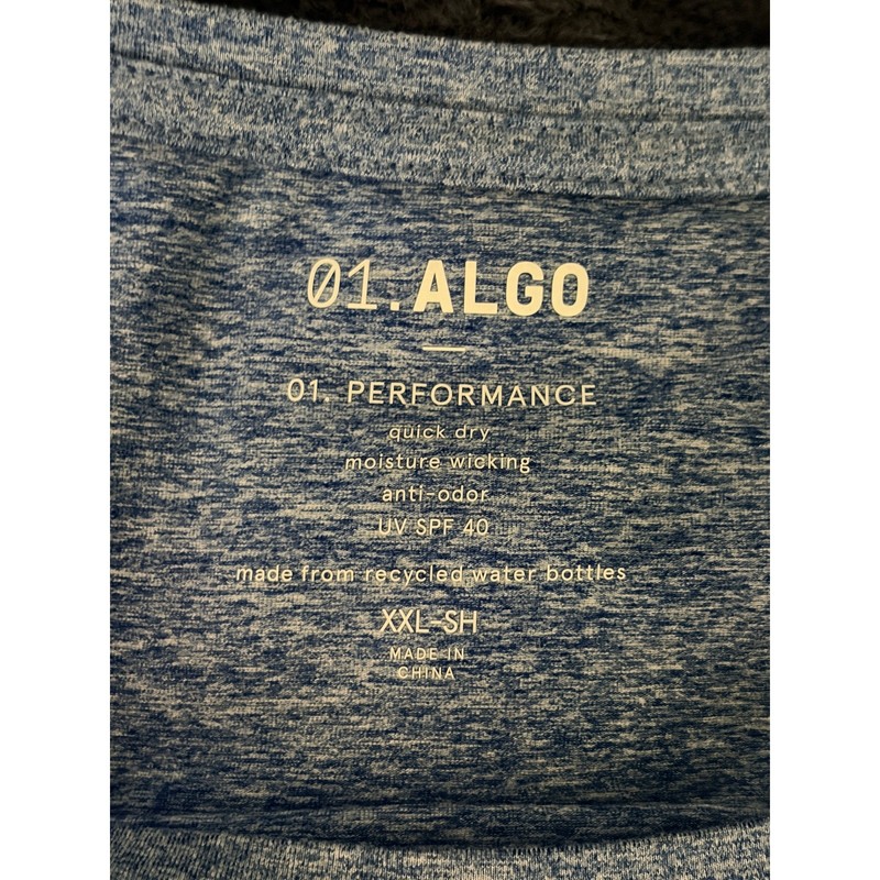 01.ALGO Blue Crew Neck Performance Tee XXL Quick Dry Gym Running Active Top gallery