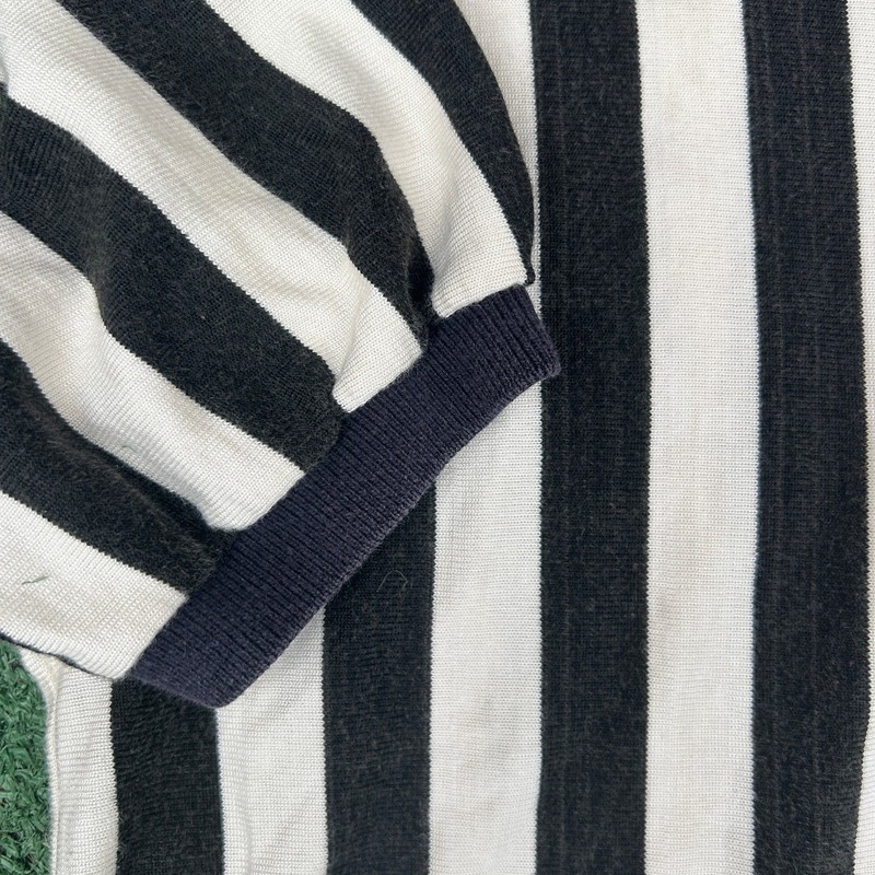 Vintage Rawlings Referee Jersey 60s 70s Black White Striped Quarter Zip Shirt L gallery