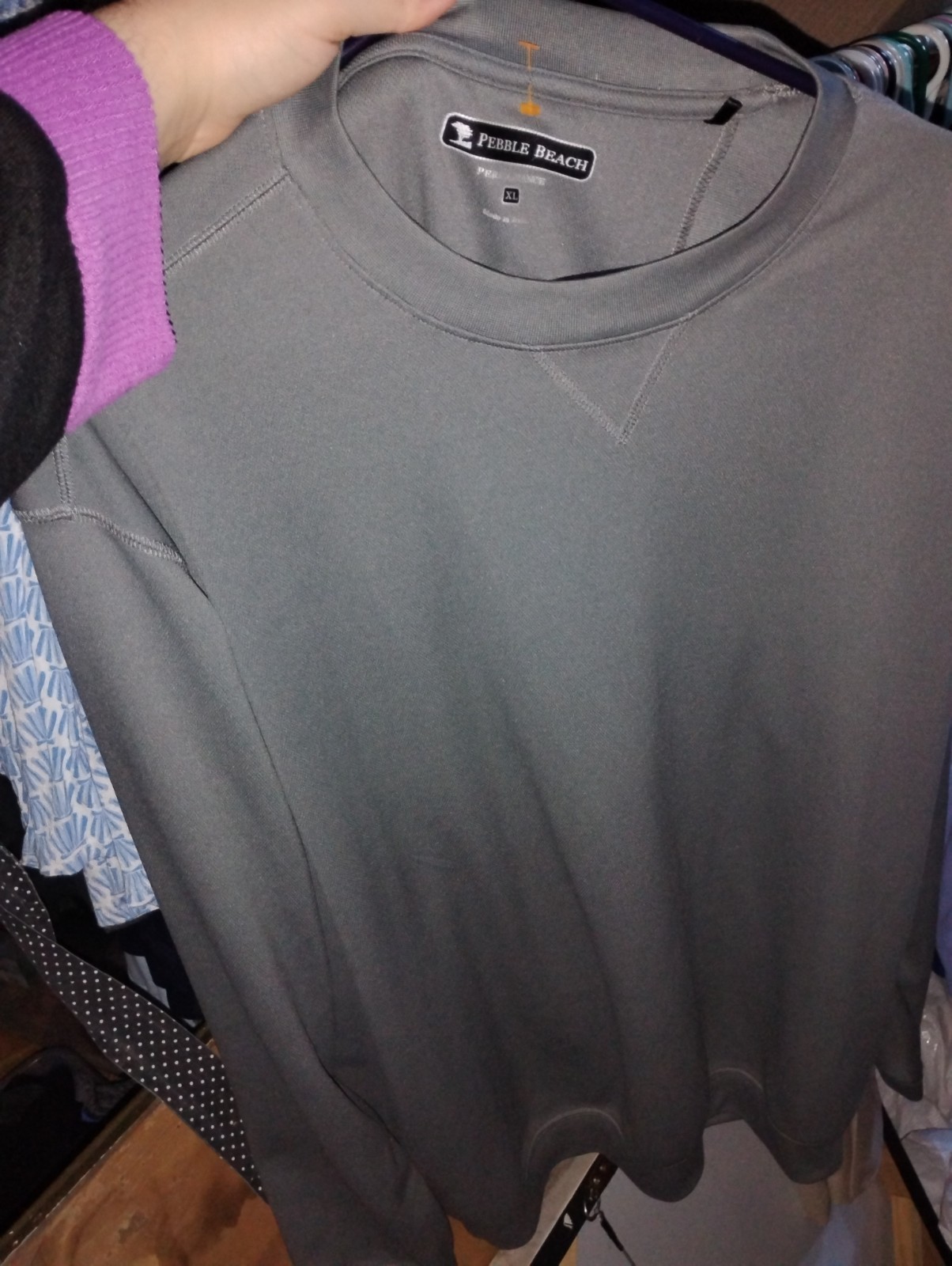 pebble beach performance xl long sleeve grey polyester men's gallery