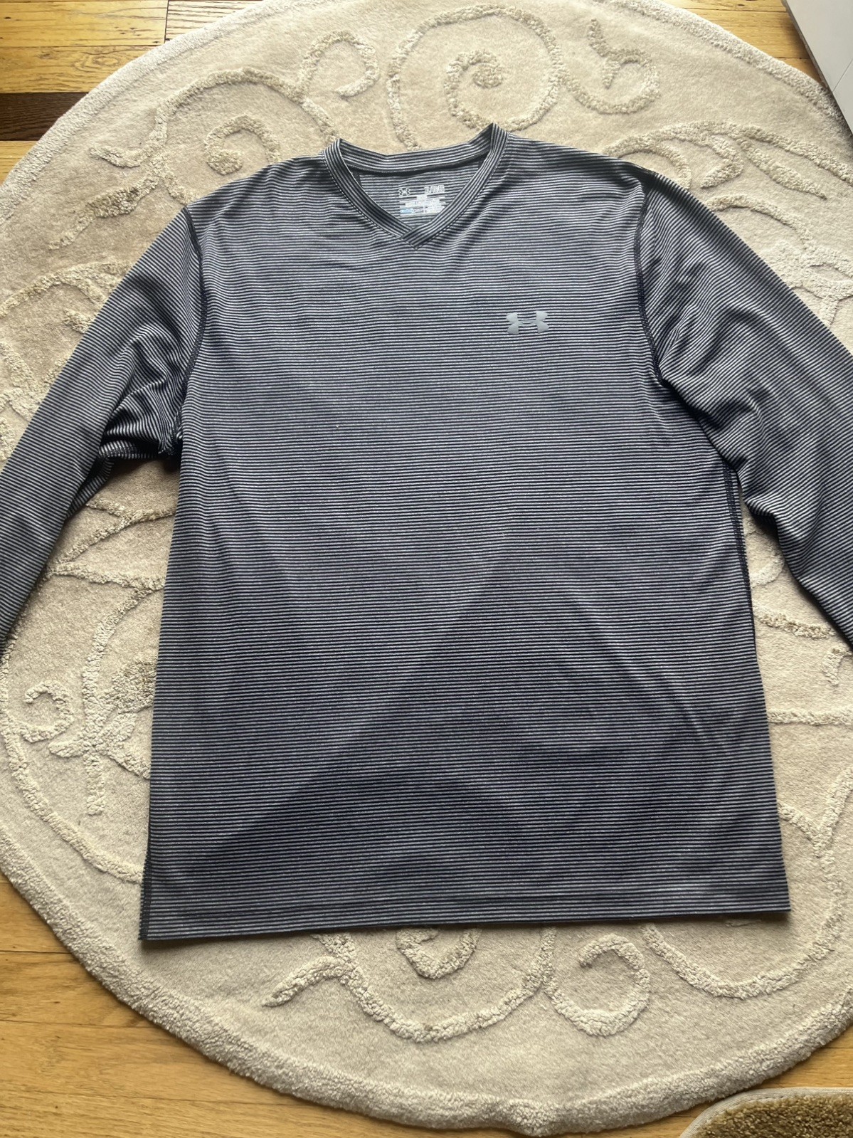 Under Armour Men's Fitted Long Sleeve Shirt - Black & Gray Striped gallery