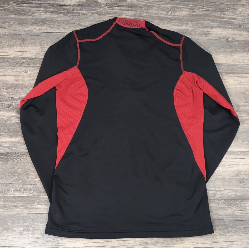 Nike Pro Combat Dri-FIT Fitted Compression Shirt Mens M Black Red Long Sleeve gallery