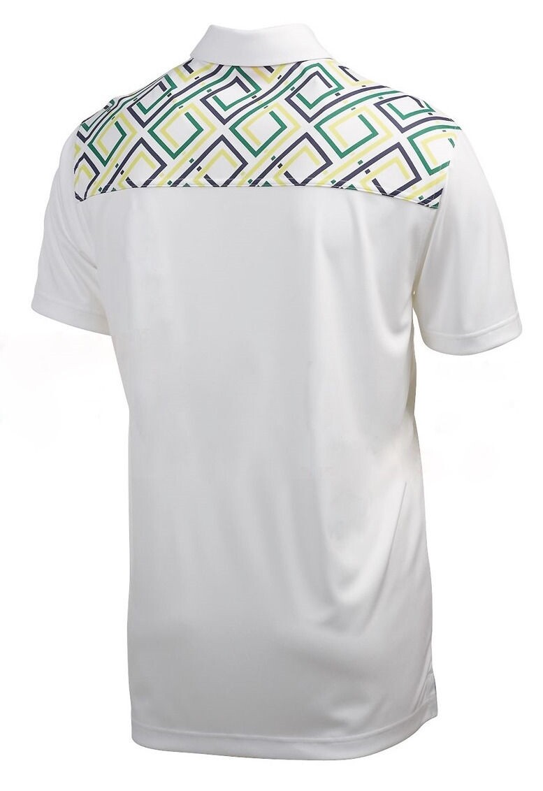 PUMA D1 Yoke Graphic Tech Dry Cell White Green S/S Polo Shirt NEW Mens Sz L gallery