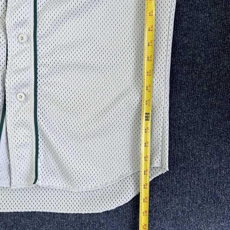 Rawlings Baseball Jersey Shirt Mens Large White Mesh Button Up Japan Green Trim gallery
