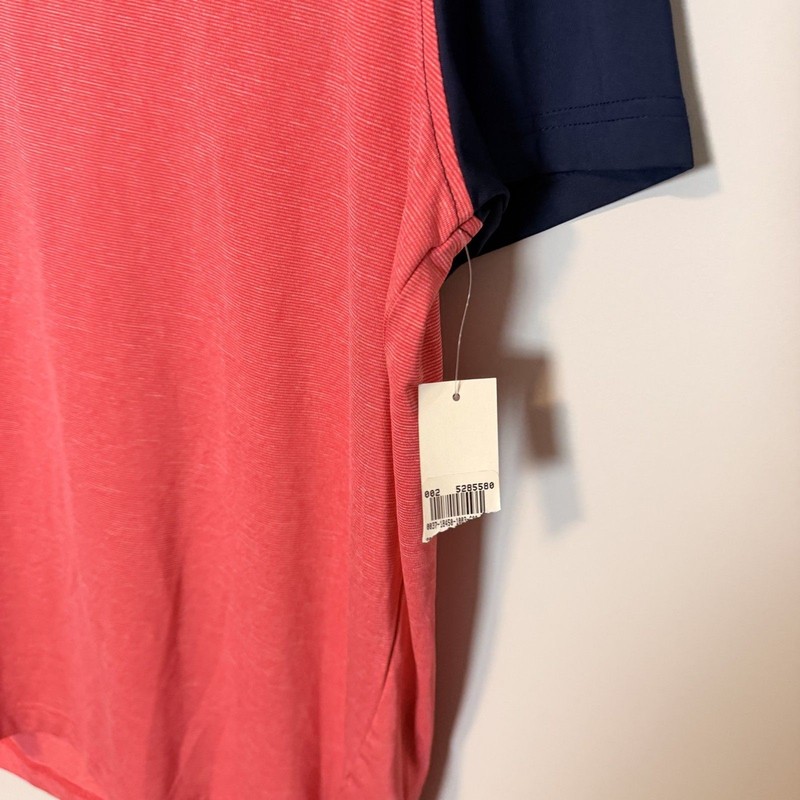 IZOD Golf Polo Shirt Men’s Large Blue Pink Colorblock Stretch Performance NWT gallery
