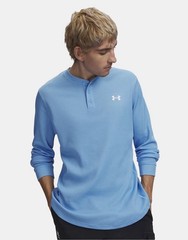 Under Armour UA Waffle Henley Shirt 3 Button Light Blue Shirt Men’s Large