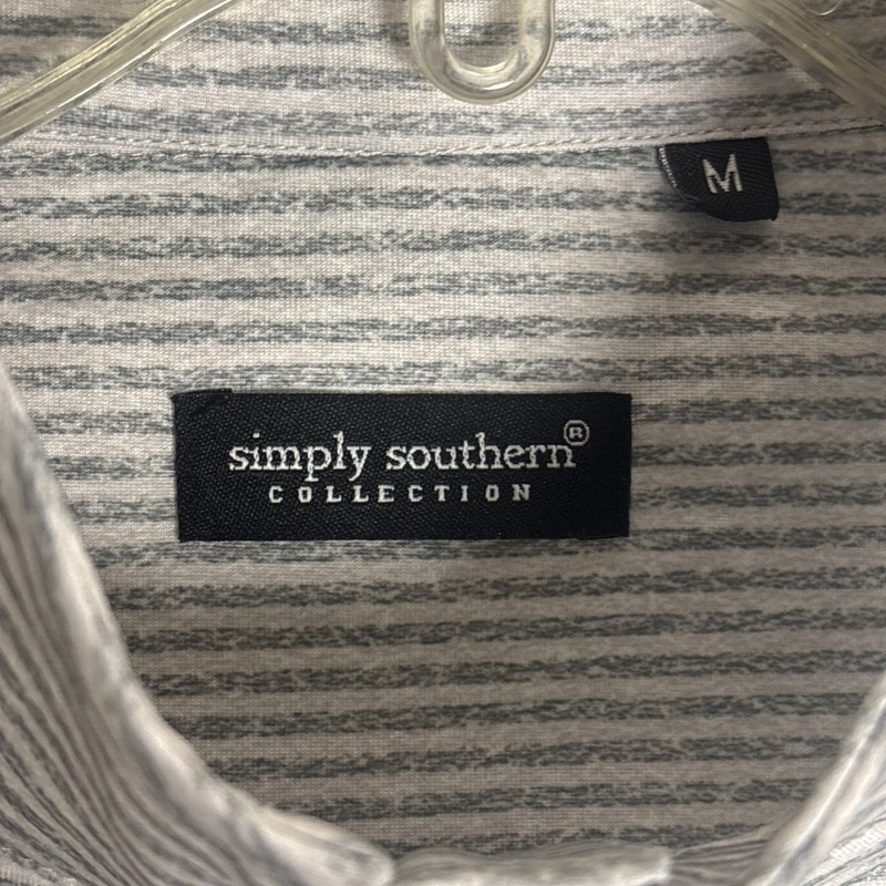 NWT Simply Southern Men M 1/4 Zip Pullover Turtle Logo Tailor Fit Gray Striped gallery