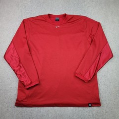 Nike Hoop Center Swoosh Shirt Mens XL Red Mesh Long Sleeve Double Layer Y2K Vtg