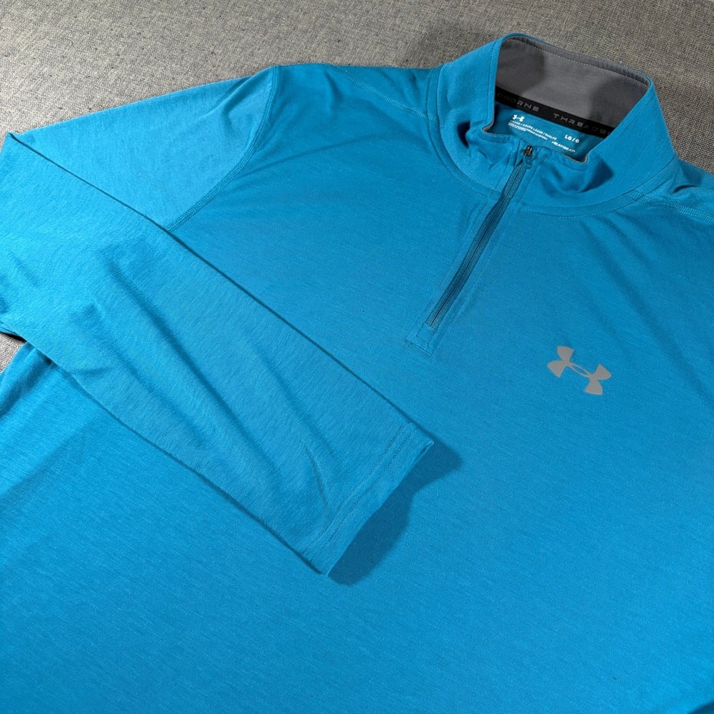 Under Armour Quarter Zip Pullover Mens Large Blue Threadborne HeatGear Active