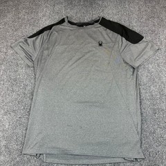 Spyder Active Mens Heather Grey Black Performance Short Sleeve T-Shirt Size L