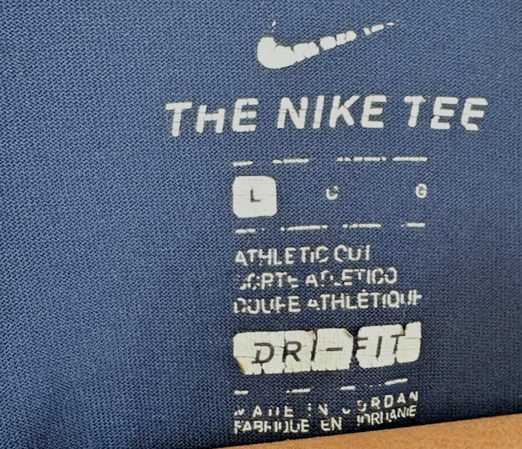 The Nike Tee Dri-Fit Navy Blue Short Sleeve Shirt L Gym Active Running Workout gallery