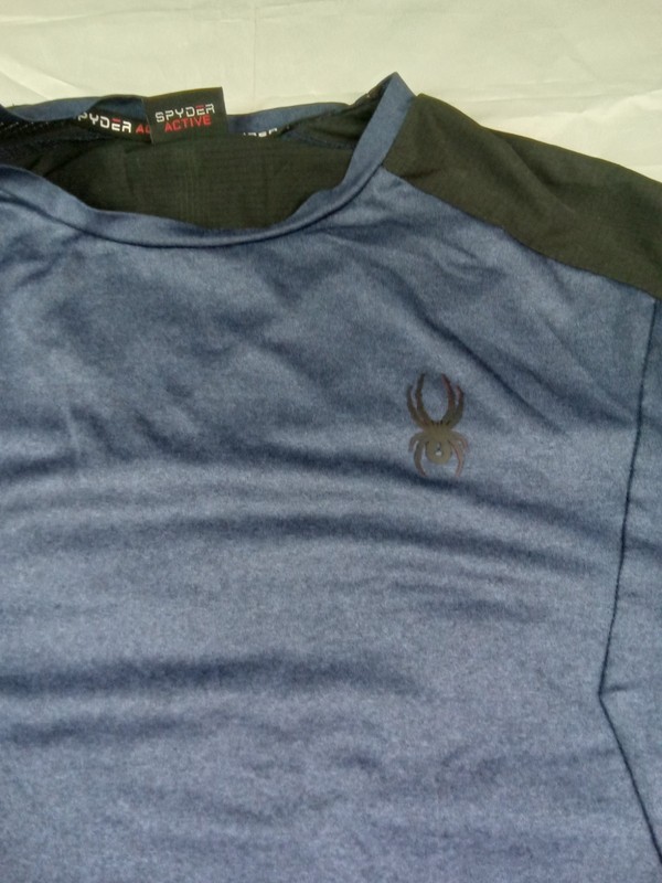 Spyder Active Navy Blue Black Stretch Large Mens Shirt gallery
