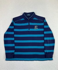 Kaltendin Pullover Mens 56 Navy Blue Teal Stripe Quarter Zip Golf Club Mock Neck