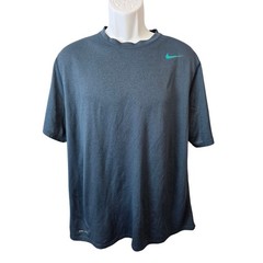 Nike Mens Dri-FIT Training Shirt XL Dark Charcoal Grey Teal Swoosh Heathered