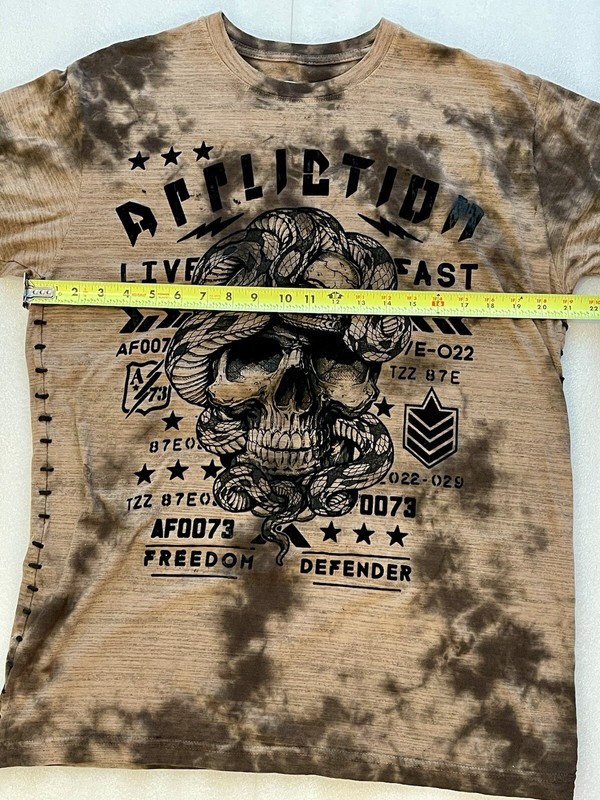 Affliction Mens Short Sleeve Brown & Black XL Skull & Snake T-Shirt - Very Nice! gallery