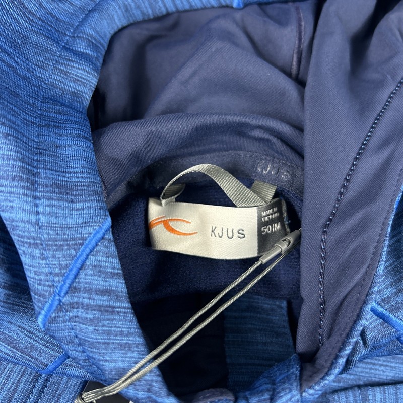 KJUS Golf Hoodie Liam Tech Wool 1/4 Zip Medium Bright Blue Polyester MSRP $249 gallery