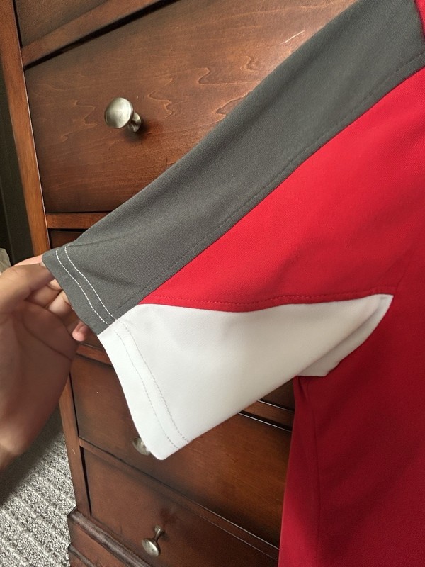HEAD Men’s Red/Gray/White Colorblock Tennis Shirt Short Sleeve Crew Neck, small gallery