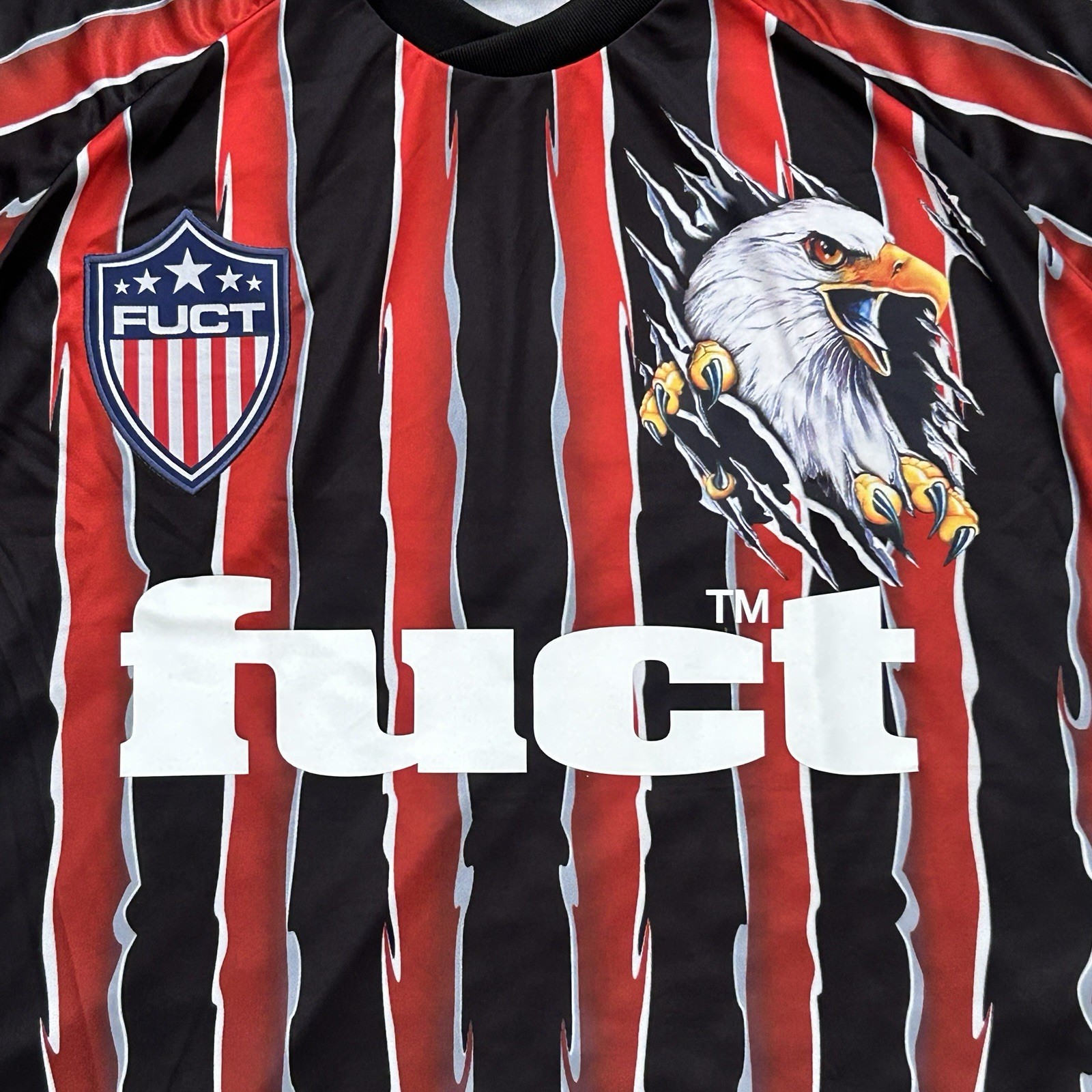 Fuct Eagle Striped Soccer Jersey Red XL Streetwear FTP Supreme USA gallery