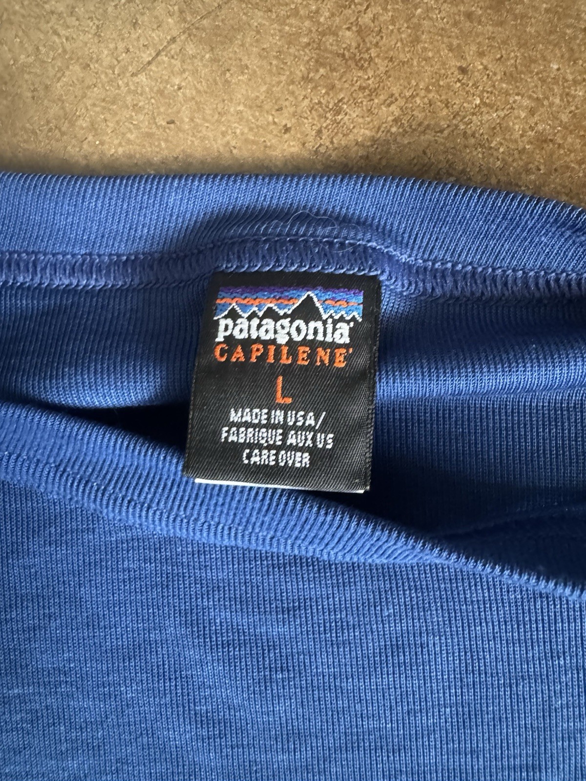 Patagonia Capilene Blue Long Sleeve Base Layer Shirt Mens Large Made in USA gallery