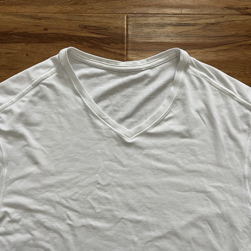 Lululemon White Pima Cotton 5 Year Basic Updated V-Neck Short Sleeve Tee Shirt L gallery