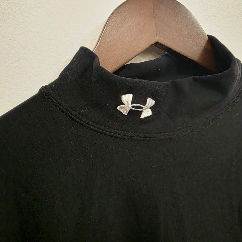 Under Armour Mens Large Mock Neck Long Sleeve Compression Shirt Black USA Sports gallery