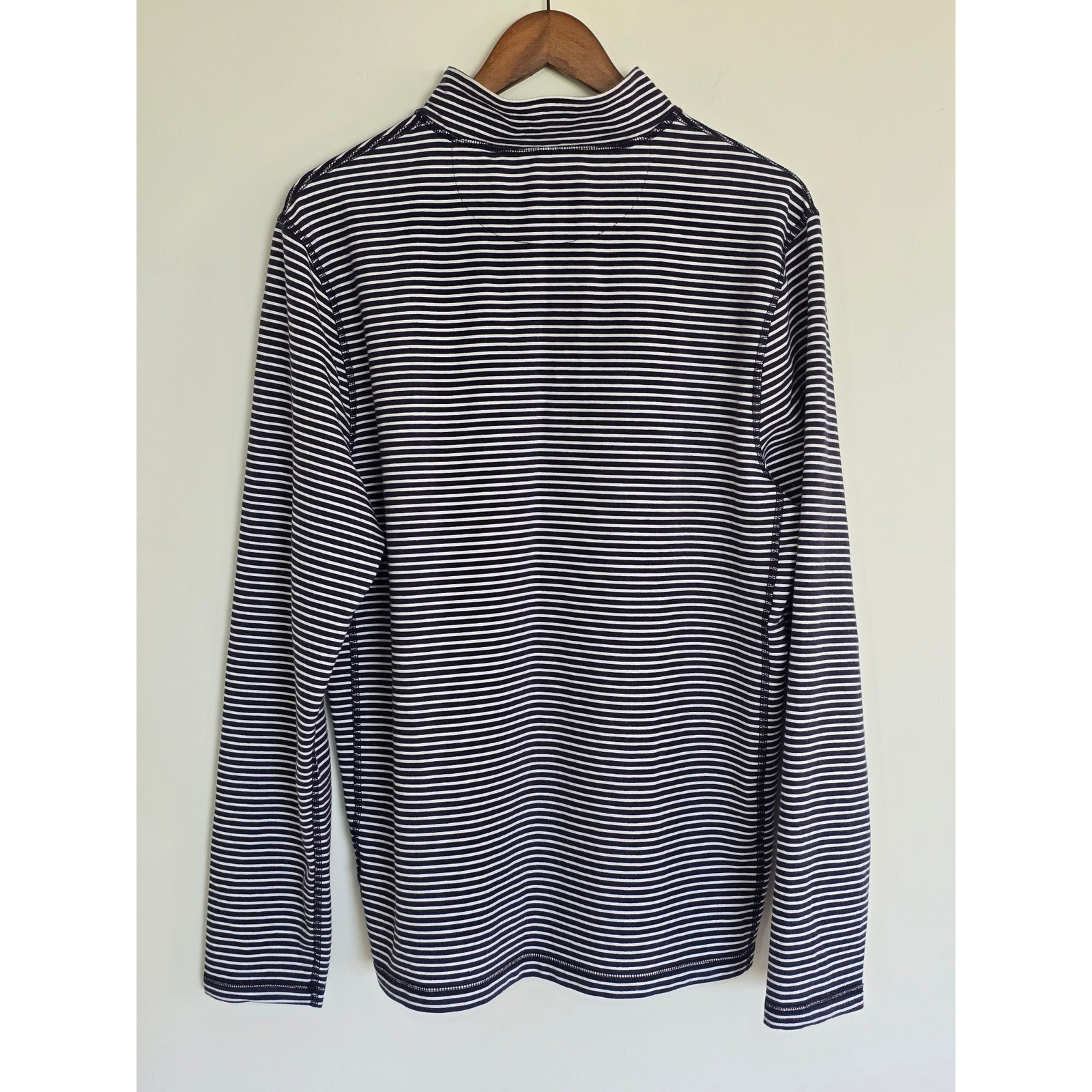 J.Crew Striped Half Zip Performance Top Blue White Pullover Size L gallery