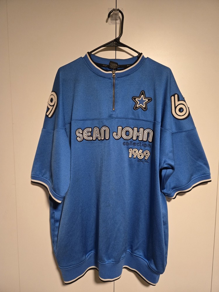 Y2K Sean John 1969 Victory Series Blue Short Sleeve Jersey #69 Men’s Size XL