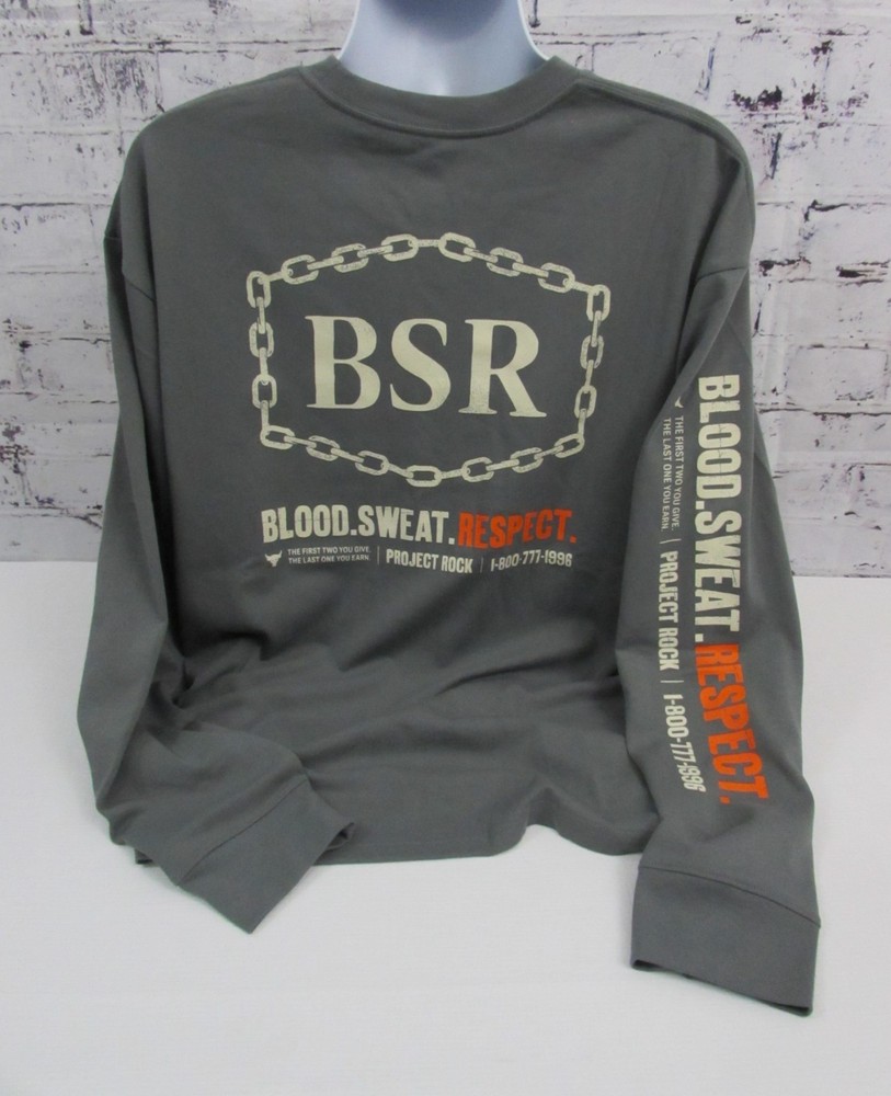 Under Armour Project Rock Blood Sweat Respect Mens Large Long Sleeve T-Shirt NEW
