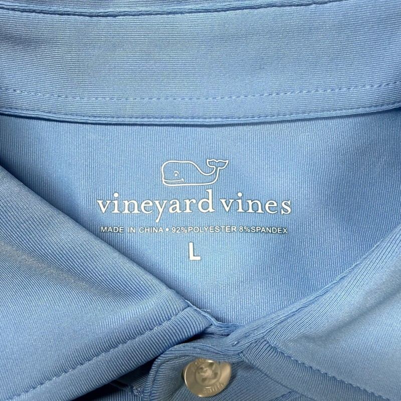 Vineyard Vines Polo Tee Shirt Mens L Large Blue Performance Whale Outdoor NWT gallery