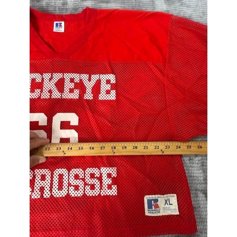 Vintage Russell Athletic Ohio State Buckeyes Lacrosse Mesh Jersey Red Cropped XL gallery