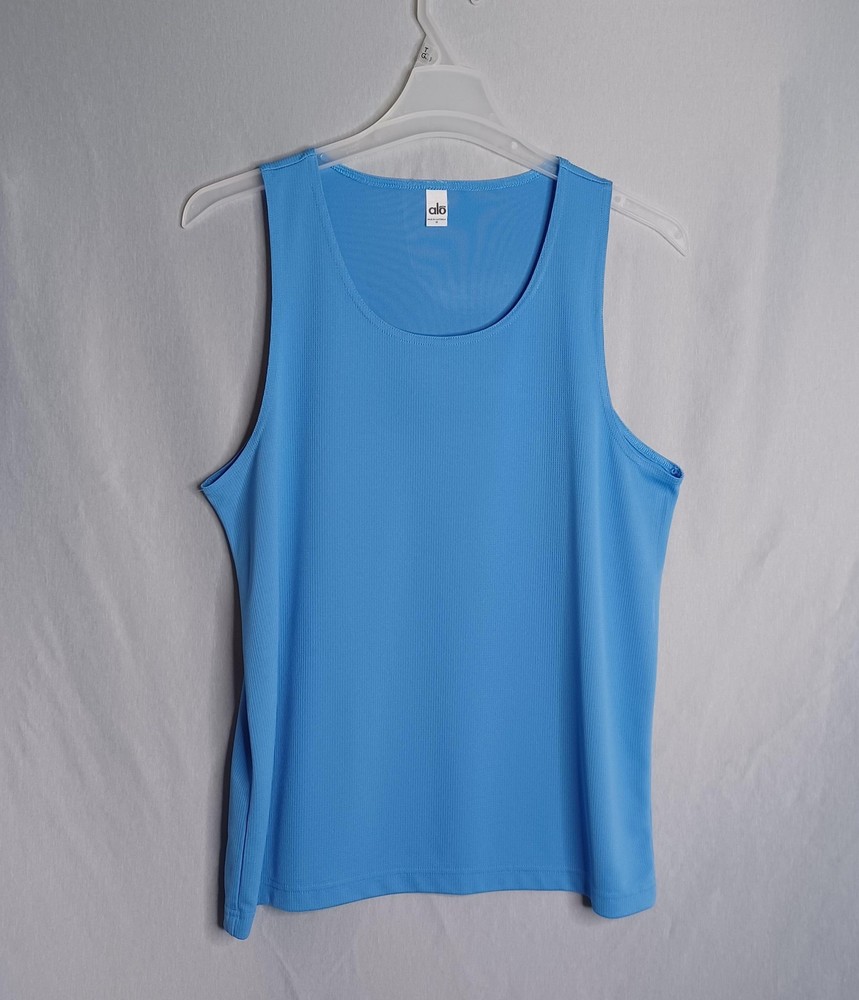 ALO Tank Top Mens Medium Blue Mesh Athletic Running Training Quick Dry Workout