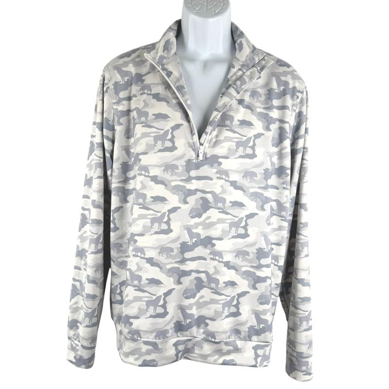 Waggle Performance Pullover Medium Gray Camo Wolf Quarter Zip Golf TP-3924 gallery